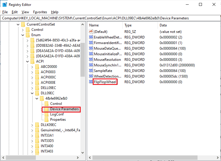 klik dua kali pada DWORD FlipFlopWheel. Cara Melakukan Reverse Scrolling pada Windows 10