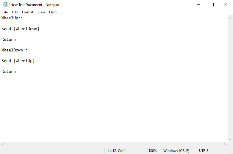 Buka Dokumen Teks baru. Cara Melakukan Reverse Scrolling pada Windows 10