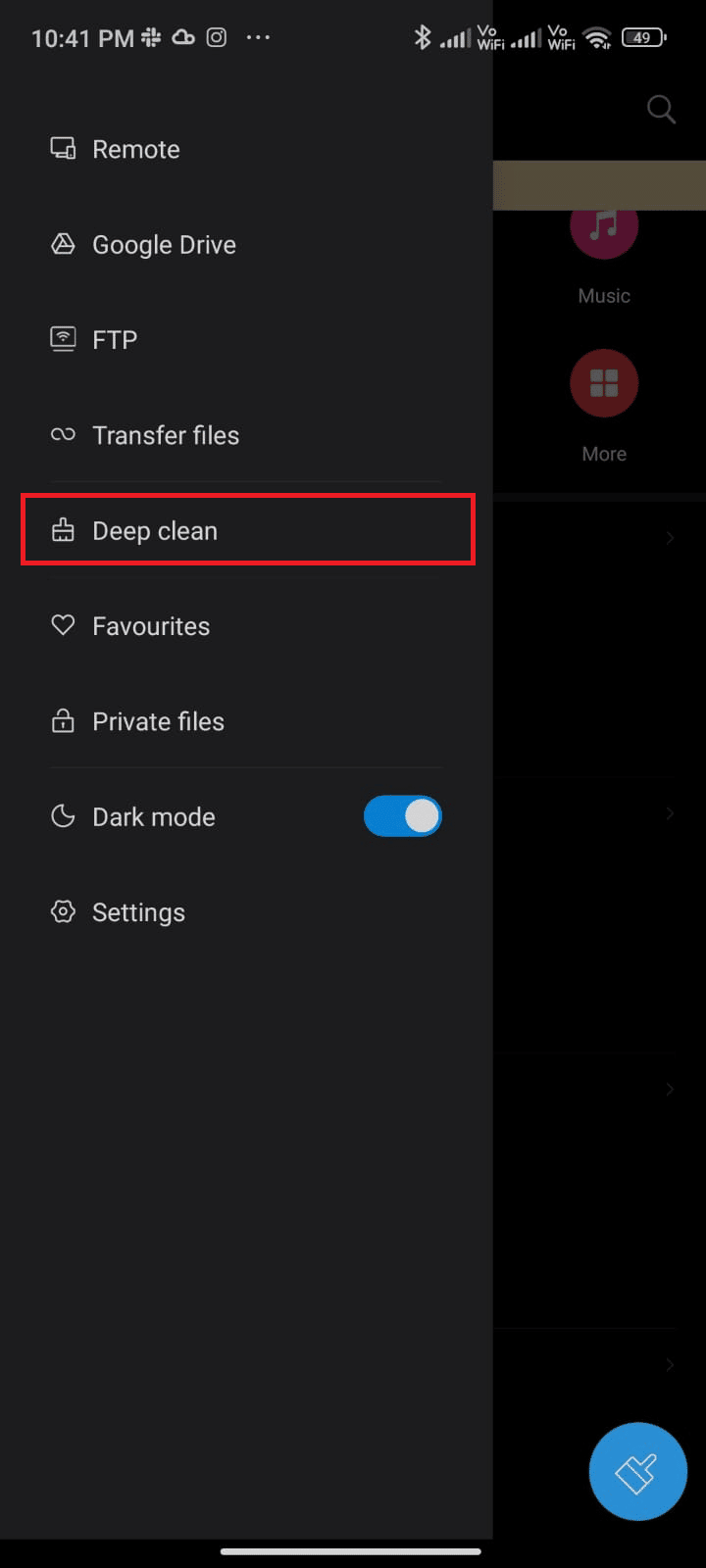 ディープクリーンをタップします。 Androidでキューに入れられたダウンロードを修正する方法