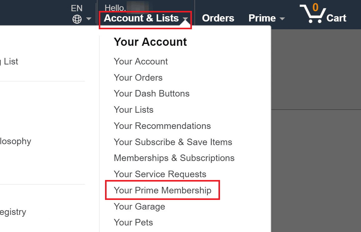 Clique em Contas e Listas - Sua Associação Prime | Como faço para cancelar a assinatura do canal Prime Video