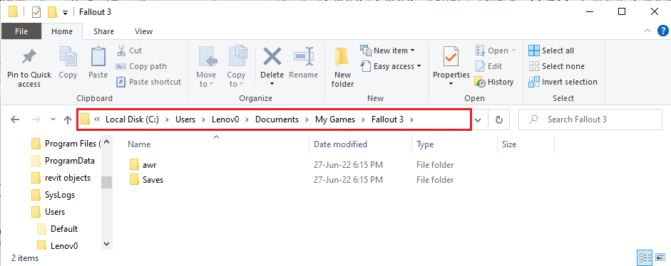 apri Esplora risorse e vai alla cartella Fallout 3