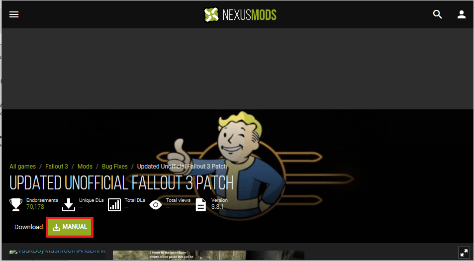 Fare clic sul pulsante MANUALE. La guida definitiva ai crash di Fallout 3