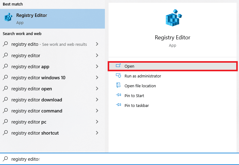 레지스트리 편집기를 엽니다. Windows 10에서 Skype 카메라가 작동하지 않는 문제 수정