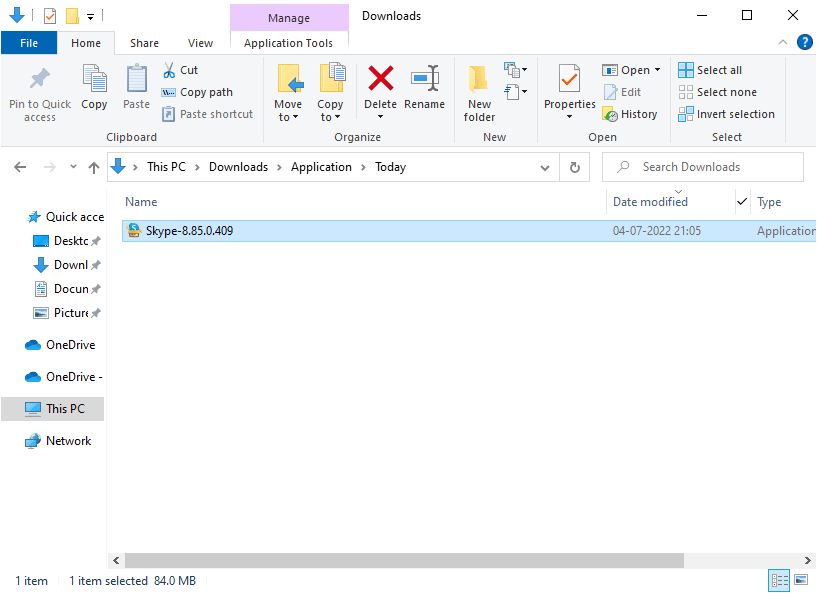 내 다운로드로 이동하여 Skype 설치 프로그램 파일을 실행합니다. Windows 10에서 Skype 카메라가 작동하지 않는 문제 수정