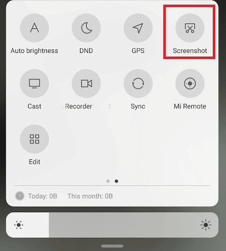 Ekran görüntüsü simgesi Hızlı Erişim menüsü Android
