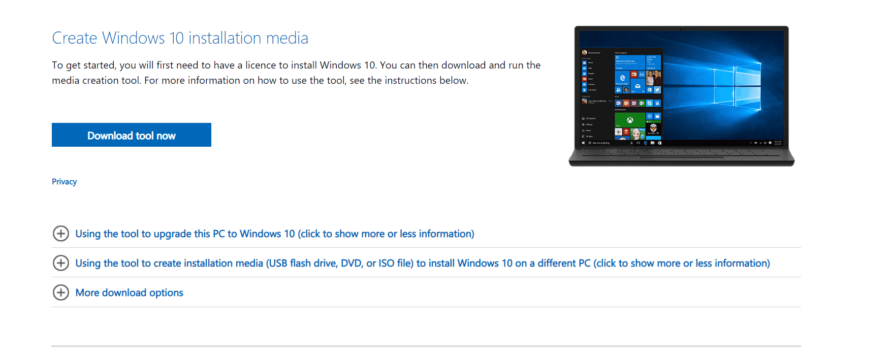 Instrument de creare media de la Windows