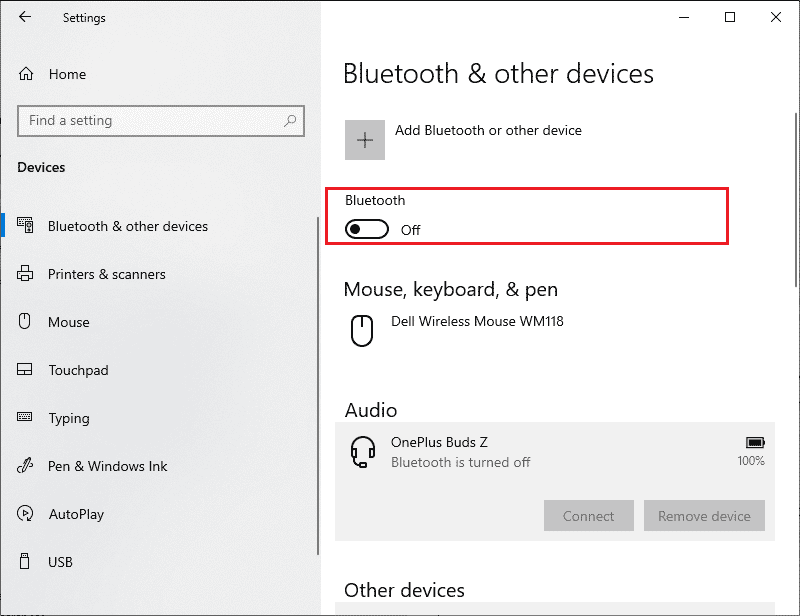desactivar la opción de Bluetooth. Arreglar la duplicación de pantalla de Roku no funciona