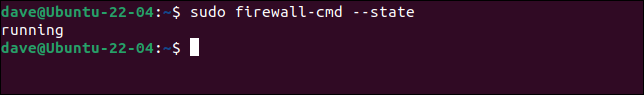 ตรวจสอบสถานะของ firewalld ด้วยคำสั่ง firewall-cmd