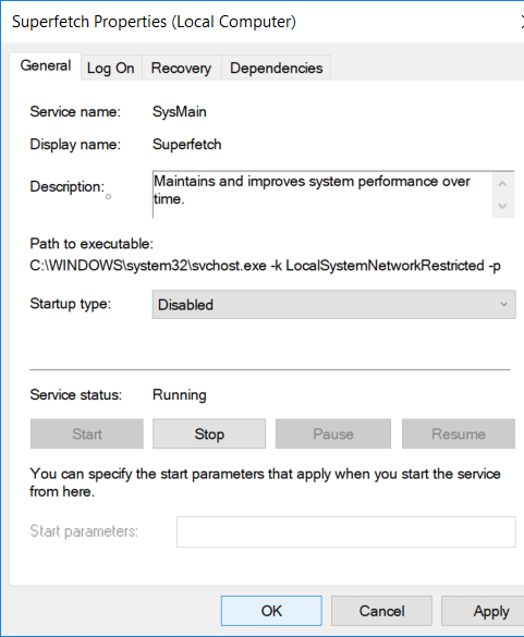 在 Windows 10 中使用 services.msc 禁用 SuperFetch