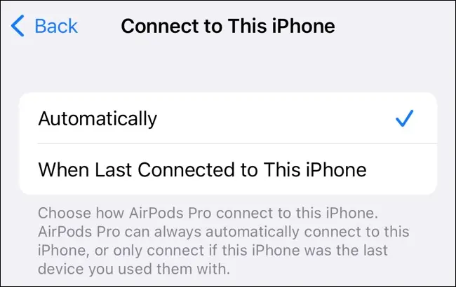 Включить «Подключаться автоматически» для AirPods на iPhone