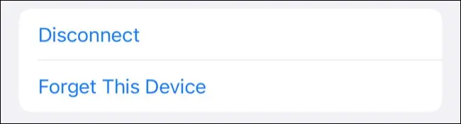 Выберите «Забыть это устройство», чтобы отключить AirPods.