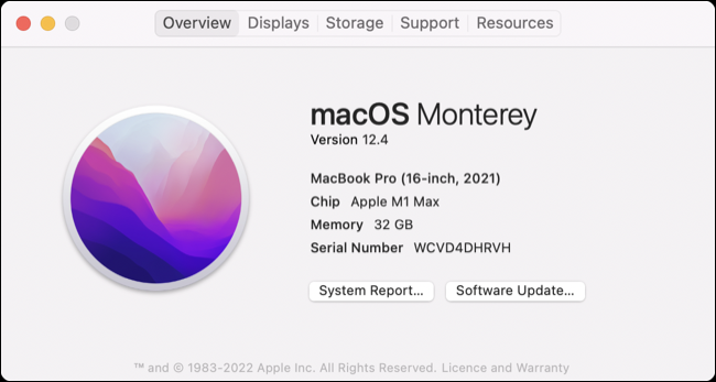 Об этом Mac на macOS 12 Monterey для MacBook Pro (2021 г.)