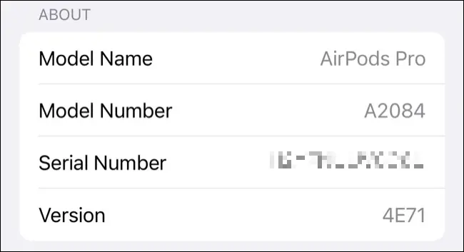Посмотреть модель и серийный номер AirPods