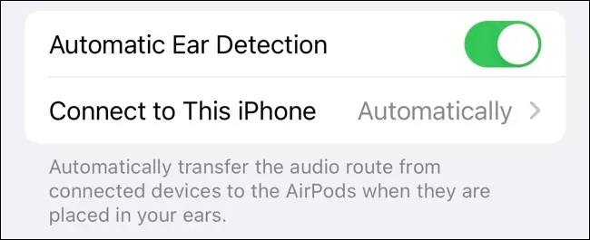 Включить «Автоматическое обнаружение ушей» для AirPods на iPhone
