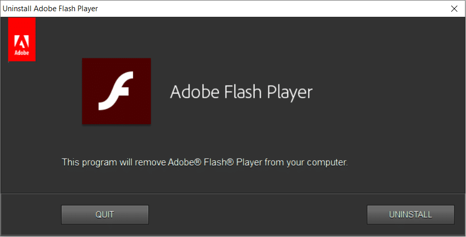 下载官方 Adobe Flash Player 卸载程序 |修复错误加载播放器:找不到可播放的源