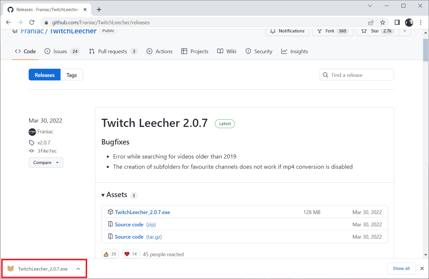 セットアップファイルを開きますTwitchLeecherのダウンロードエラーを修正します