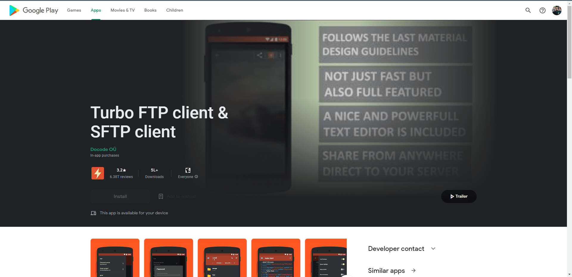 Turb FTP Client pagina Play Store. Cei mai buni clienți de protocol de transfer de fișiere pentru Android