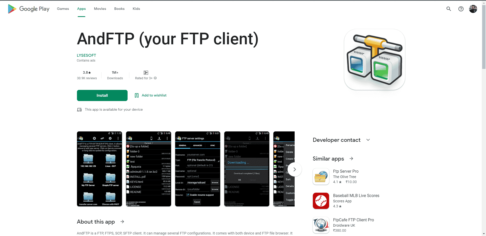Și pagina FTP Play Store