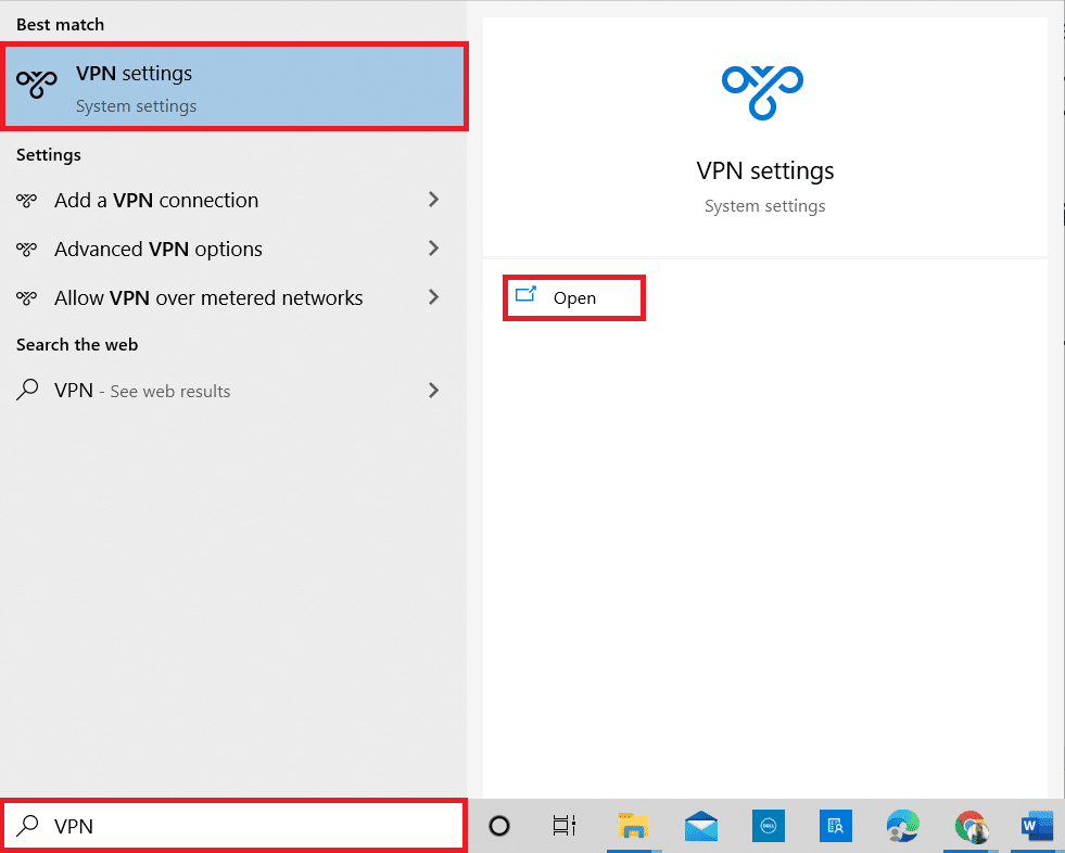 открыть настройки VPN