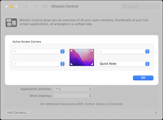 Comenzi rapide macOS Hot Corners
