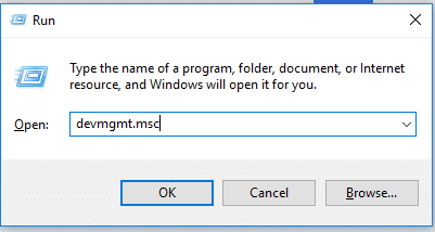 按 Windows + R 并键入 devmgmt.msc 并按 Enter
