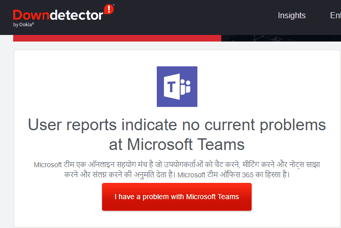 Statut des serveurs Downdetector Teams | Correction du plantage de Microsoft Teams sur Windows 10