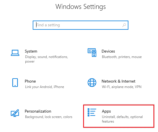 Maintenant, cliquez sur Apps | Correction du plantage de Microsoft Teams sur Windows 10