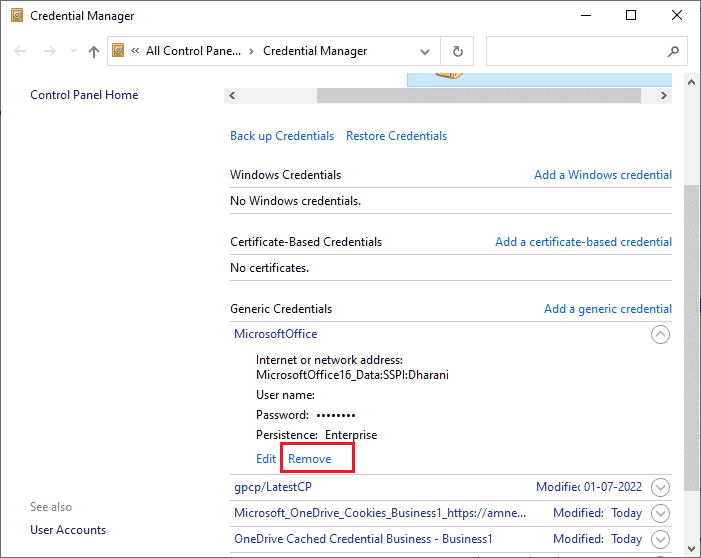 Maintenant, développez le menu déroulant à côté des équipes Office 365 et cliquez sur l'option Supprimer | Correction du plantage de Microsoft Teams sur Windows 10