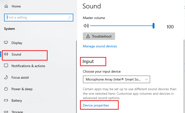 Répétez les étapes 4 et 5 pour les périphériques d'entrée également | Réparez votre micro est mis en sourdine par les paramètres système dans Google Meet