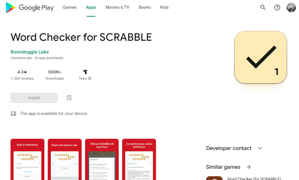 ตัวตรวจสอบคำสำหรับ SCRABBLE