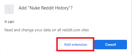 Clique em Adicionar extensão no pop-up