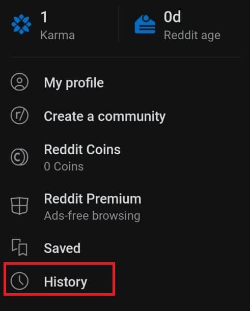 toque em Histórico | Como faço para excluir o histórico no aplicativo Reddit