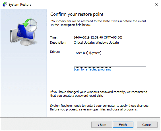 Revise todas as configurações que você definiu e clique em Concluir | Corrigir problemas de login do Windows 10