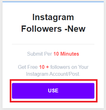 role para baixo e toque em USE em Instagram Followers - New
