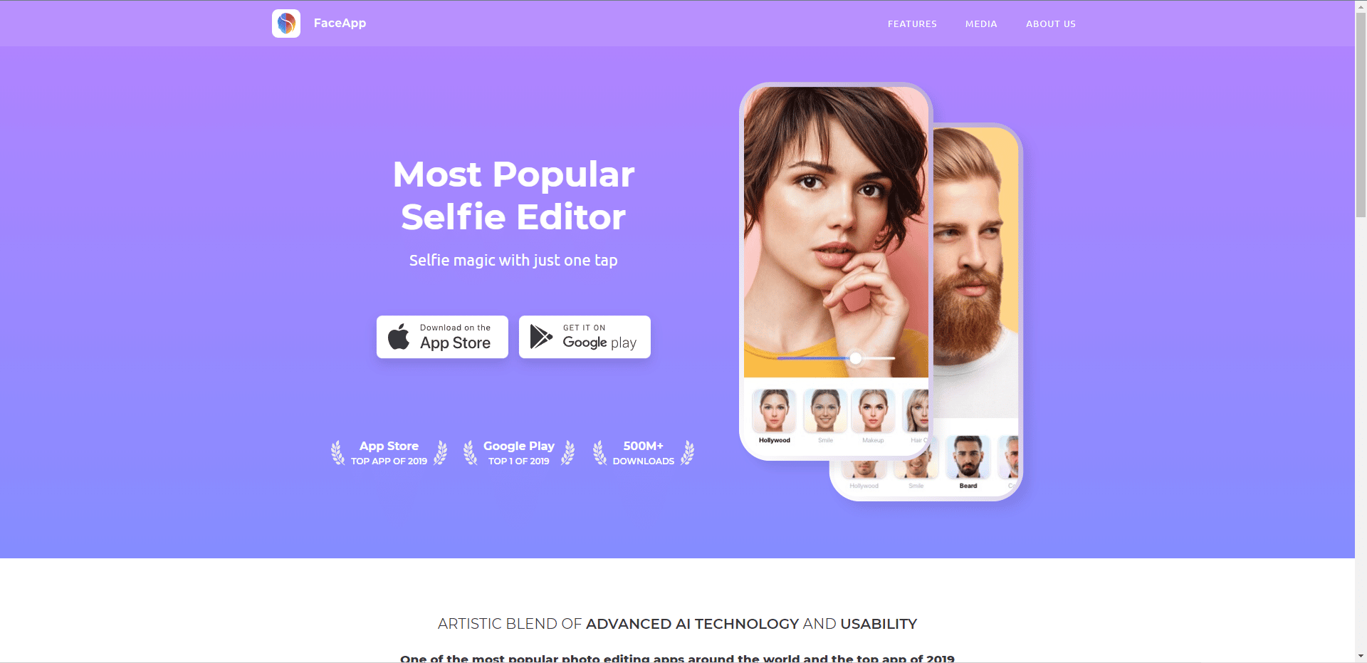 FaceApp公式ウェブサイト