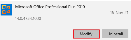 เลือกปรับเปลี่ยน วิธีแก้ไข ขออภัย แต่ Word เกิดข้อผิดพลาดใน Windows 10