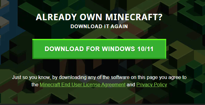 Visite el sitio oficial de Minecraft Launcher