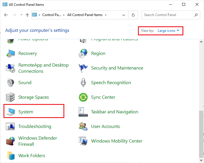 haga clic en Configuración del sistema en el panel de control