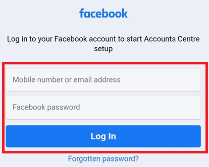 Войдите в свою учетную запись Facebook, используя учетные данные Facebook