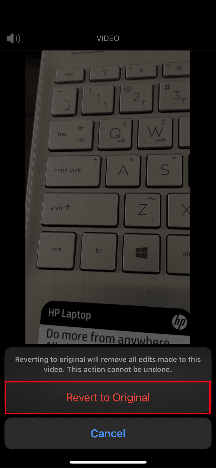 Appuyez sur Revenir à l'original. Correction d'une erreur survenue lors du chargement d'une version de meilleure qualité de cette vidéo iPhone