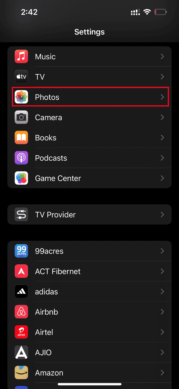 Appuyez sur Photos