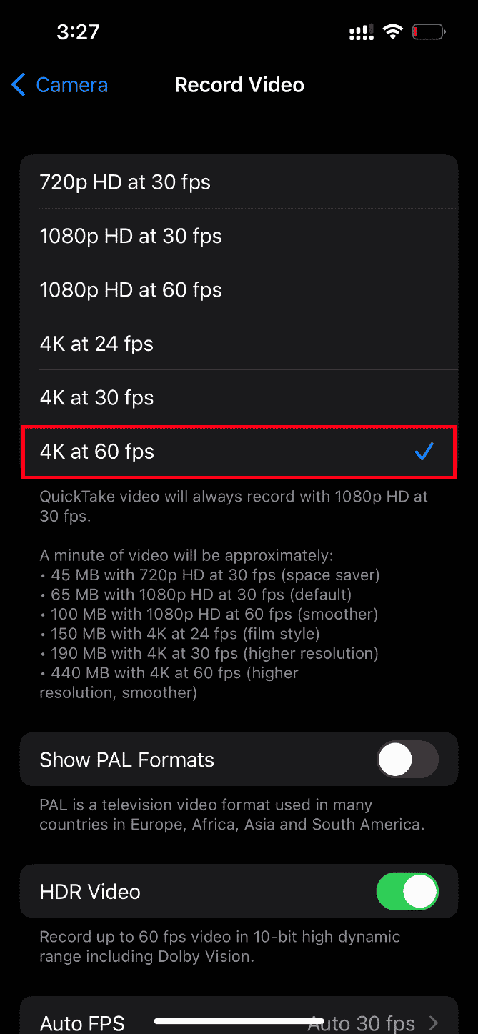 Passez en 4K à 60 ips. Correction d'une erreur survenue lors du chargement d'une version de meilleure qualité de cette vidéo iPhone