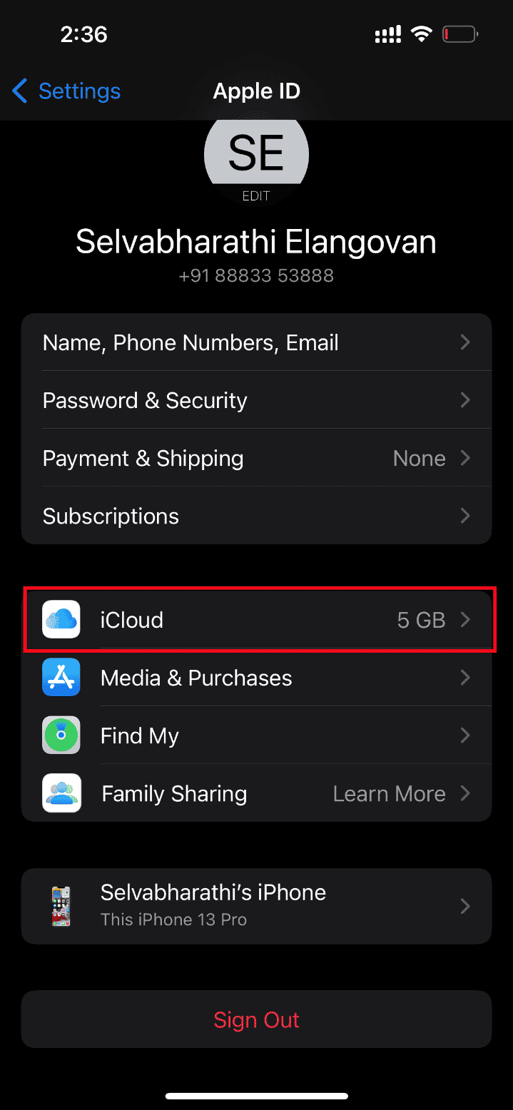 Appuyez sur iCloud