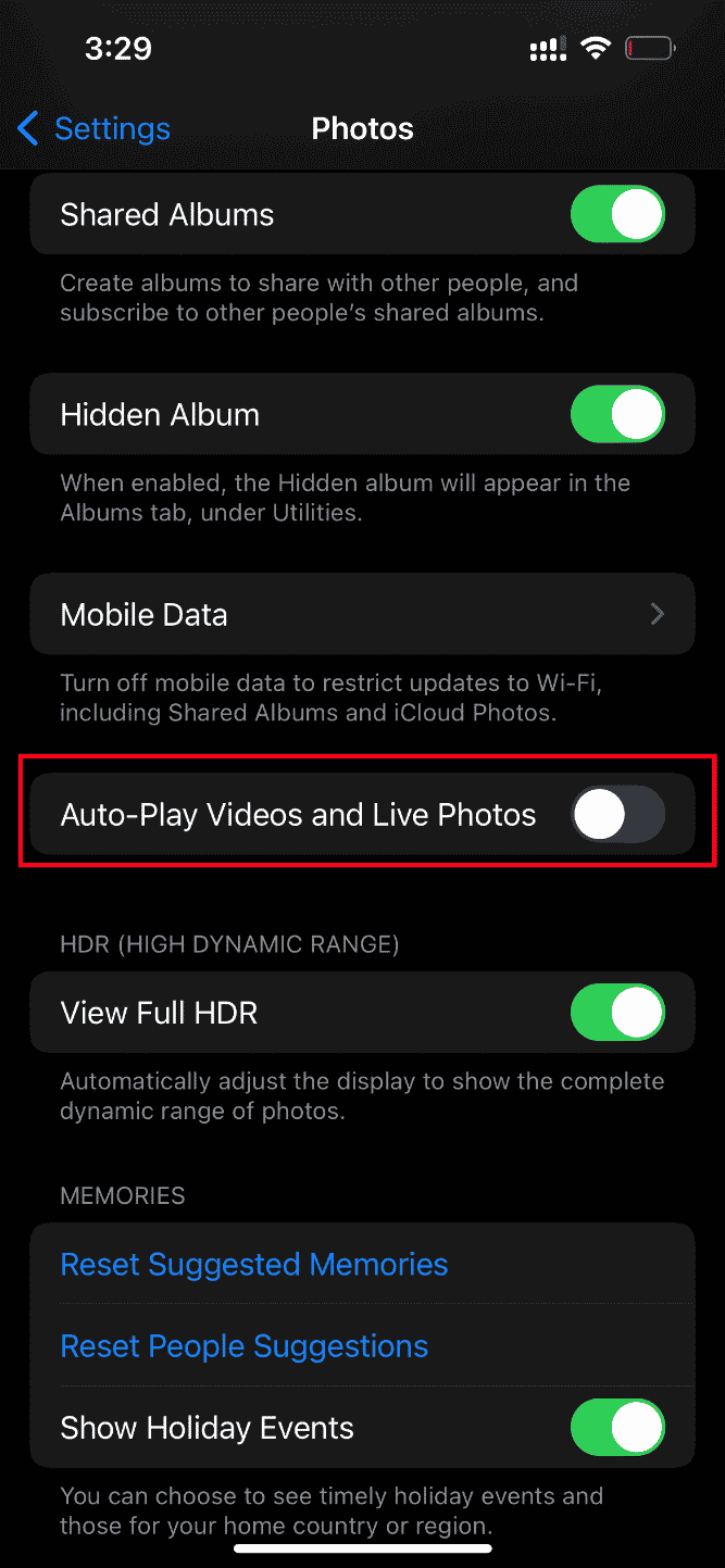 Désactivez la lecture automatique des vidéos et des photos en direct. Correction d'une erreur survenue lors du chargement d'une version de meilleure qualité de cette vidéo iPhone