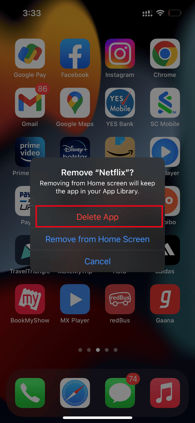 Appuyez sur Supprimer l'application