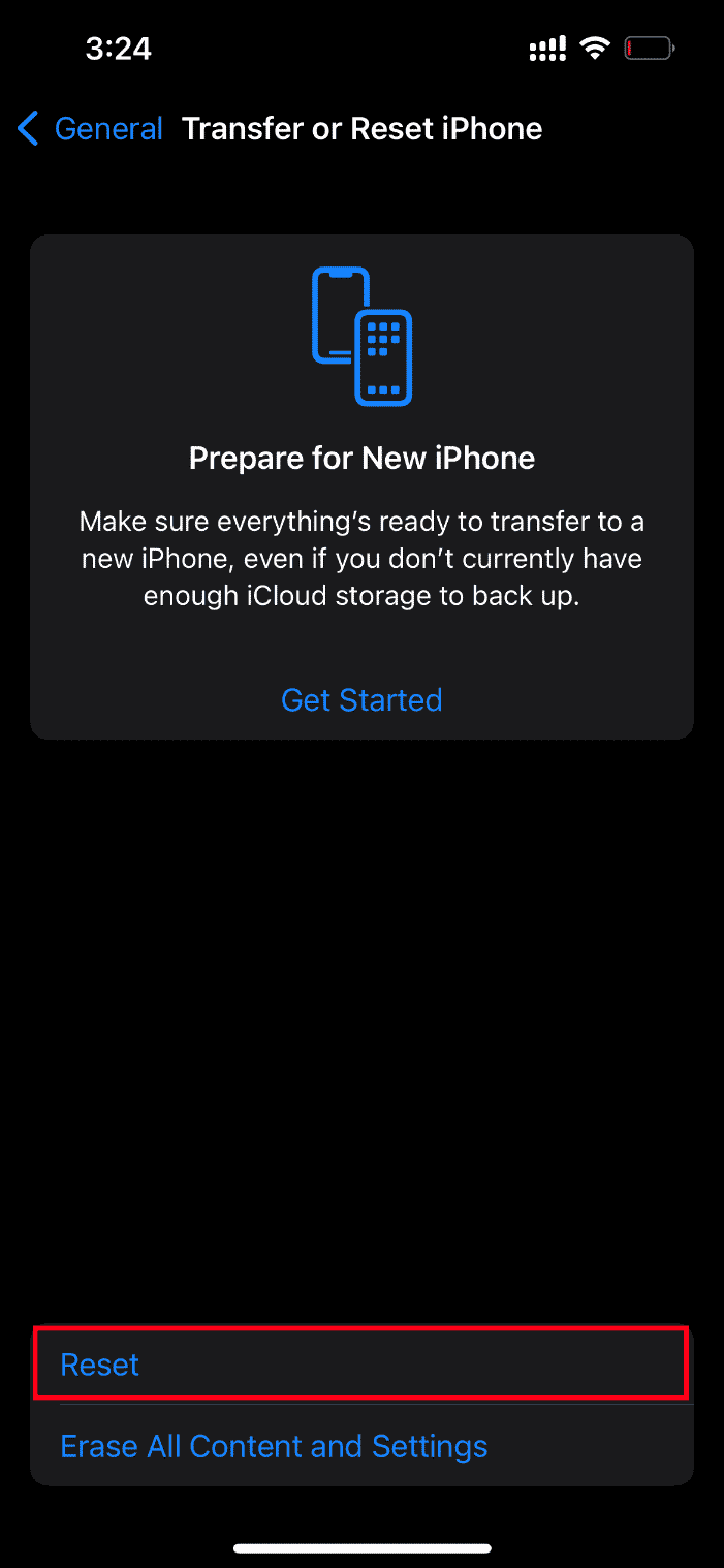 Appuyez sur Réinitialiser. Correction d'une erreur survenue lors du chargement d'une version de meilleure qualité de cette vidéo iPhone