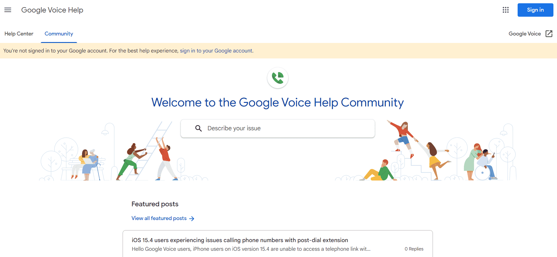 หน้าชุมชนความช่วยเหลือของ Google Voice แก้ไข Google Voice เราไม่สามารถโทรหาคุณได้