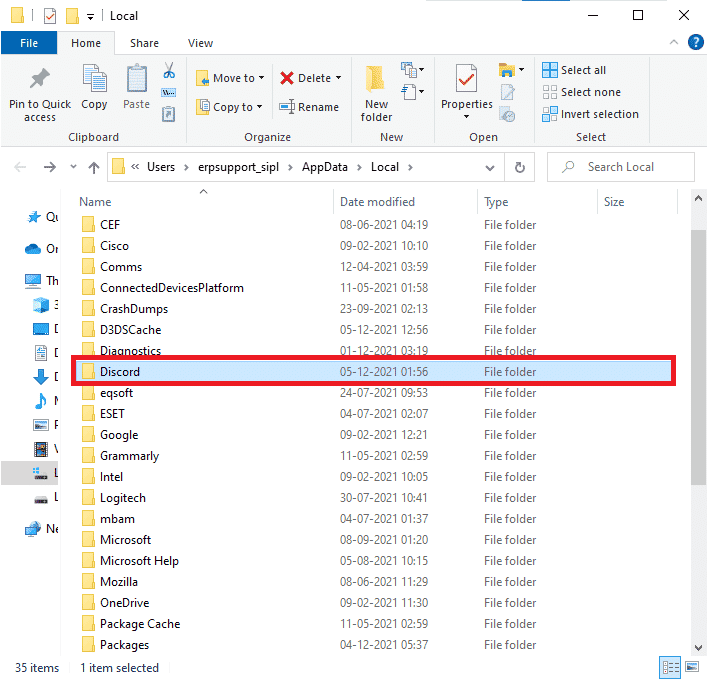 Discordフォルダーをダブルクリックして開きます。 Windows10で不和の画面共有が機能しない問題を修正