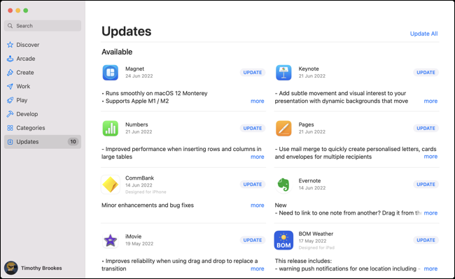Aggiorna le app del Mac App Store