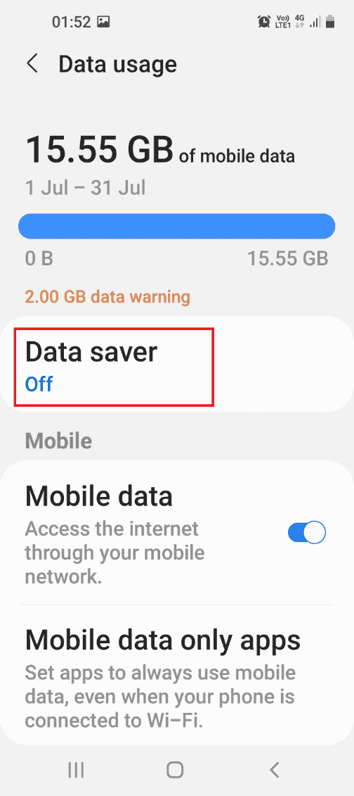 แตะที่ตัวเลือก Data saver